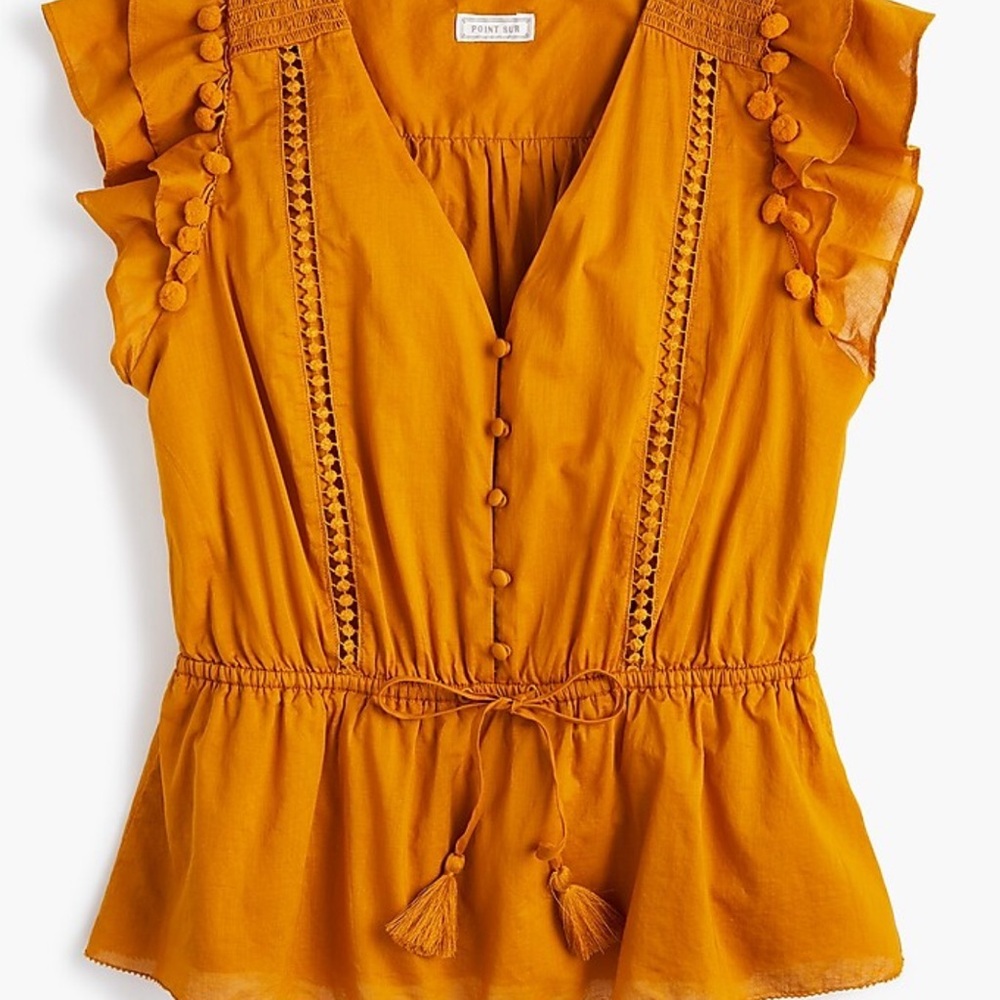 Anthropologie burnt orange Flutter Sleeve Peplum Blouse - Picture 3 of 4